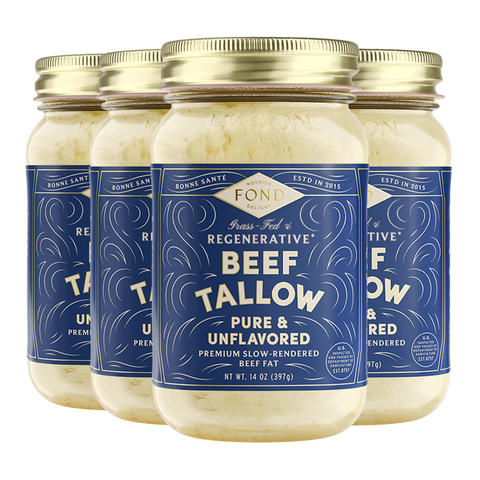 Regenerative Beef Tallow - Pure & Unflavored - 4 Jars