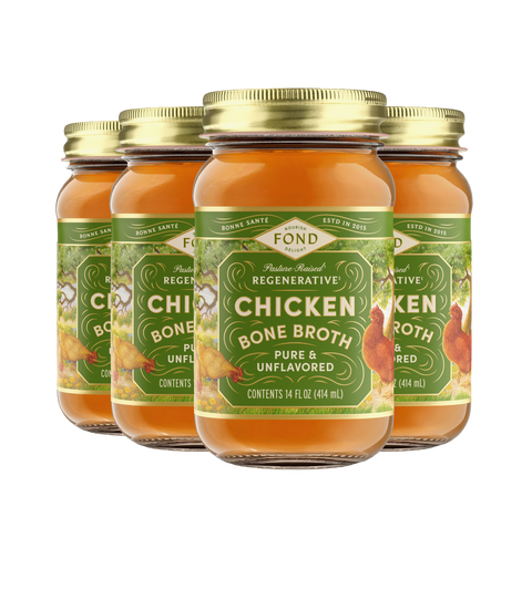 Regenerative Chicken Bone Broth - Pure & Unflavored - 4 Jars