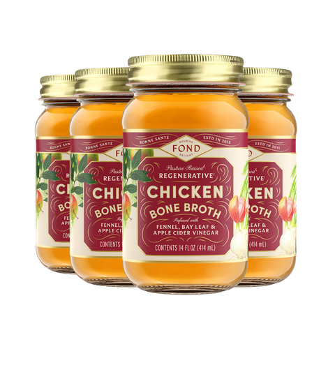 Regenerative Chicken Bone Broth - Fennel & Bay Leaf - 4 Jars