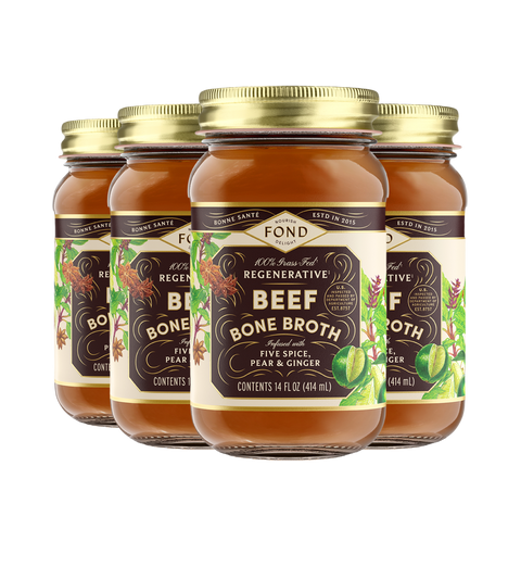 Regenerative Beef Bone Broth - Five Spice & Pear - 4 Jars
