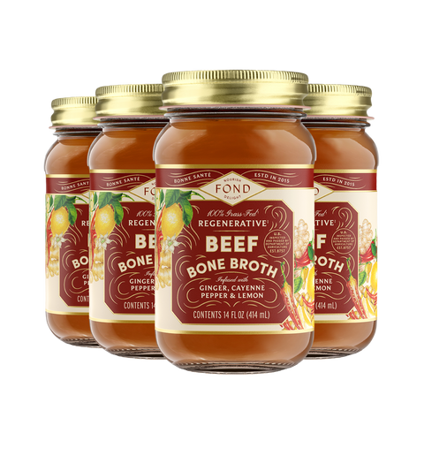 Regenerative Beef Bone Broth - Ginger & Cayenne - 4 Jars