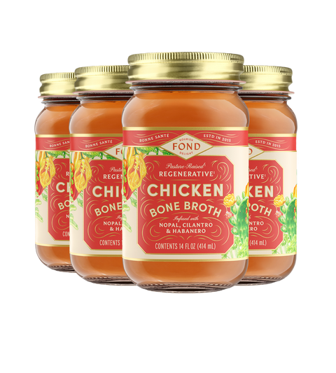 Regenerative Chicken Bone Broth - Nopale & Cilantro - 4 Jars