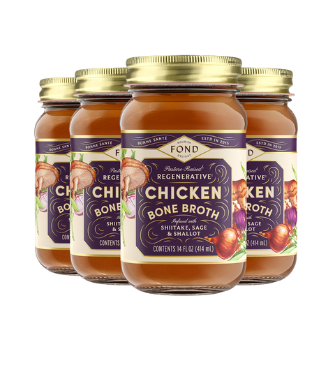 Regenerative Chicken Bone Broth - Shiitake & Sage - 4 Jars
