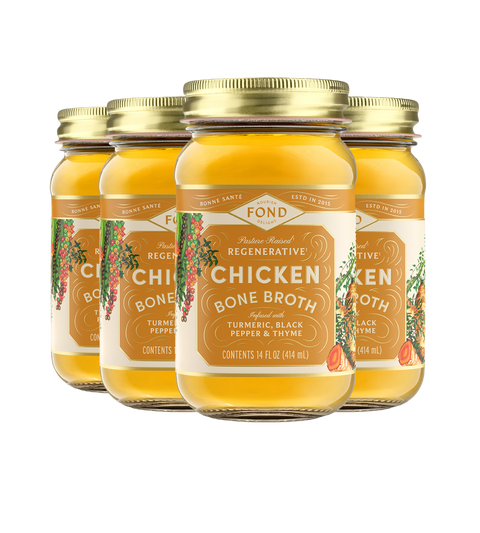 Regenerative Chicken Bone Broth - Turmeric & Black Pepper (Liquid Light) - 4 Jars