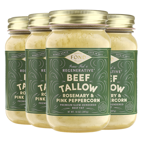 Regenerative Beef Tallow - Rosemary & Pink Peppercorn - 4 Jars