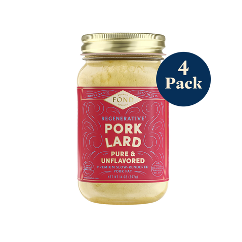 Regenerative Pork Lard - Pure & Unflavored - 4 Jars