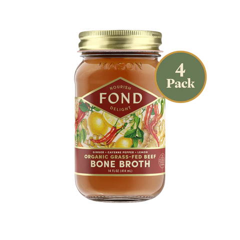 Regenerative Beef Bone Broth - Ginger & Cayenne (Ginger Cleanse) - 4 Jars